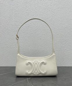 Celine Cuir Triomphe Shoulder Bag White For Women 9.4in/24cm