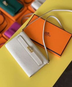 Hermes Kelly Wallet To Go Woc Epsom White For Women, Women's Wallet 8.3in/21cm