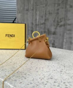 Fendi Nano First Charm Brown Bag For Woman 10cm/4in