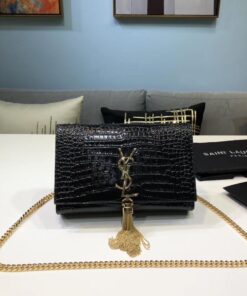Saint Laurent Kate Small Chain Bag With Tassel In Embossed Black For Women 7.8in/20cm YSL 474366DND0J1000