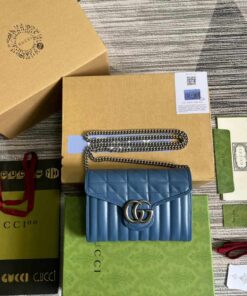 Gucci Marmont Super Mini Bag Blue For Women, Women's Bags 6.2in/17cm GG 476433 DTD5F 4340