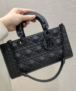 Christian Dior Lady D-Joy Bag Black Cannage with Beaded Motif For Women 26cm CD M0540SNEA_M900