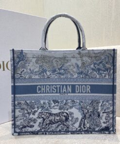 Christian Dior Large Dior Book Tote Blue and White Cornely Embroidery Blue For Women 42cm CD M1286ZRGO_M928