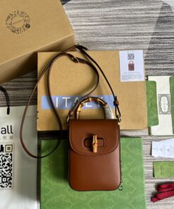 Gucci Bamboo Mini Handbag Brown For Women, Women's Bags 6.2in/16cm GG