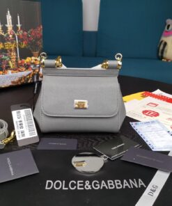 Dolce Gabbana Small Sicily Bag In Dauphine Gray For Women 7.5in/19cm DG