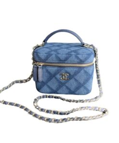 Chanel CC Denim Vanity Bag Blue For Women 5.9 in / 15 cm