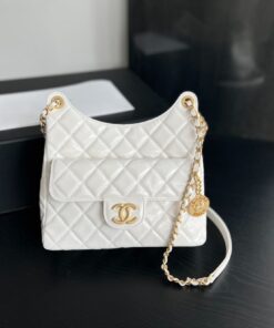 Chanel CC Medium Hobo Bag White For Women 8.6 in / 22.5 cm