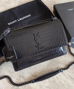 Saint Laurent Sunset Medium Chain Bag Black For Women 8.6in/22cm YSL 442906DND0U1000