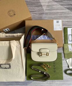 Gucci Horsebit 1955 Mini Bag White For Women, Women's Bags 8in/21cm GG 658574 18YSG 9068