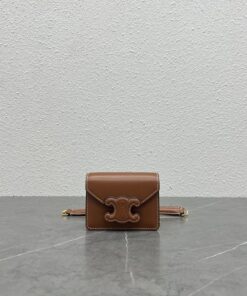 Celine Card Holder On Chain Triomphe Tan For Women 4in/11cm 10J743DPV.04LU