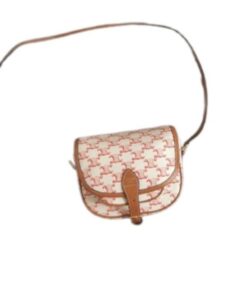 Celine Mini Besace In Triomphe Canvas White And Red For Women 6in/15cm