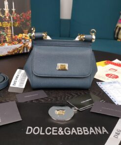 Dolce Gabbana Small Sicily Bag In Dauphine Blue For Women 7.5in/19cm DG