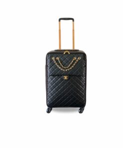 Chanel Quilted Suitcase Black For Women 19.7 in/50cm