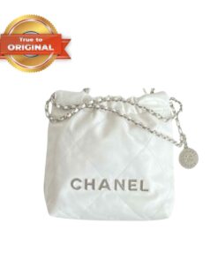 [True-to-ORIGINAL] Chanel 22 Mini Bag Silver Tone White For Women 7,1in/18cm