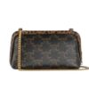 Celine Clutch On Chain In Triomphe Canvas And Grained With Leopard Print Black For Women 6in/15cm 10D732CA4.04B