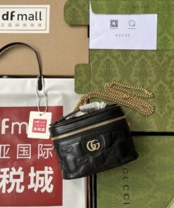 Gucci Quilted GG Mini Handbag Black For Women, Women's Bags 6.3in/16cm GG 723770 UM8IG 1000