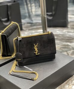 Saint Laurent Sunset Medium Chain Bag Black For Women 9.8in/22cm YSL