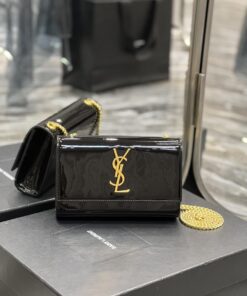 Saint Laurent Kate Monogram Shoulder Bag Light Black For Women 7.8in/20cm YSL