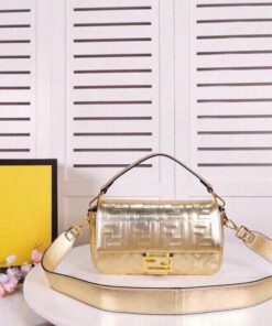Fendi Baguette Chain Midi Medium Gold Bag For Woman 26cm/10in
