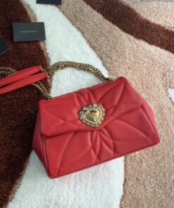 Dolce Gabbana Medium Devotion Shoulder Bag In Quilted Nappa Red For Women 10.2in/26cm DG