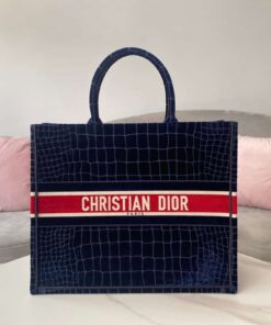 Christian Dior Large Dior Book Tote Red Blue For Women 16.5in/42cm CD