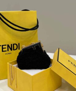 Fendi First Mini Black Mink Bag For Woman 11.5cm/4in