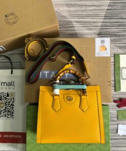 Gucci Diana Small Tote Bag Yellow For Women, Women's Bags 11in/27cm GG