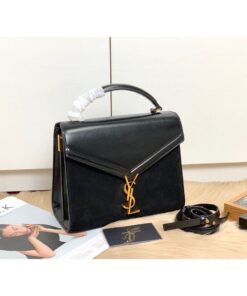 Saint Laurent Cassandra Medium Top Handle Bag In Grain Black For Women 9.6in/24.5cm YSL 623931BOW0W1000