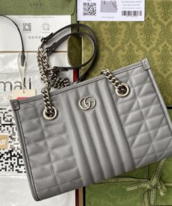 GG Marmont Small Tote Bag Dark Grey Matelasse For Women 10in/26.5cm 681483 UM8BN 1711