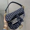 Christian Dior Saddle Bag Blue Oblique Canvas Gold Toned Hardware For Women 25cm/10in CD