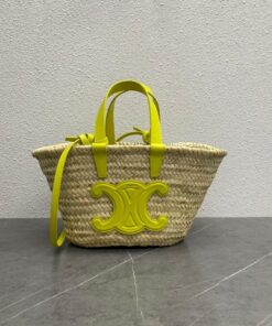 Celine Teen Triomphe Celine Classic Panier In Palm Leaves And Lizard Yellow For Women 8in/20cm 194004EH4.11CT