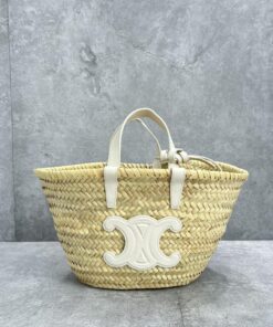 Celine Teen Triomphe Celine Classic Panier In Palm Leaves And Lizard White For Women 8in/20cm