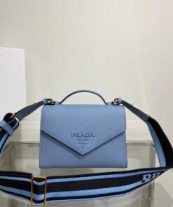 Prada Monochrome Saffiano Bag Blue For Women, Women's Bags 8.2in/21cm 1BD317_2ERX_F02TG_V_3O3