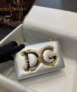 Dolce Gabbana Nappa DG Girls Shoulder Bag Silver For Women 8.3in/21cm DG