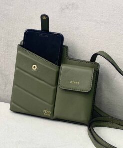 Fendi Bustine 2 Pockets Mini Olive Bag For Woman 16cm/6in