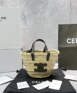 Celine Teen Triomphe Classic Pannier Tote Dark Green For Women 8in/20cm