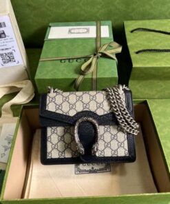 Gucci Dionysus Mini Bag Beige And Blue GG Supreme Canvas For Women 7.5in/20cm
