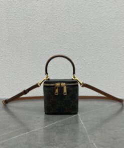Celine Mini Vanity Case In Triomphe Canvas Tan For Women 4in/9cm 10J762CZ1.04LU