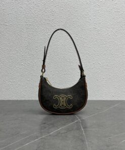 Celine Triope Heart Embroidered Mini Abba - Triope Canvas Brown For Women 6.4in/16cm 10I602EB1.04LU