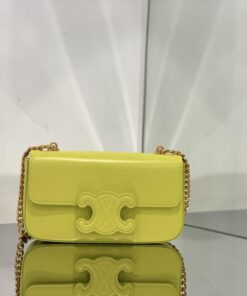 Celine Chain Shoulder Bag Cuir Triomphe Green For Women 7.9in/20cm