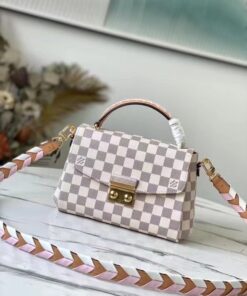 Louis Vuitton Croisette Damier Azur Canvas Pink For Women, Women's Handbag, Shoulder And Crossbody Bags 9.8in/25cm LV N50053