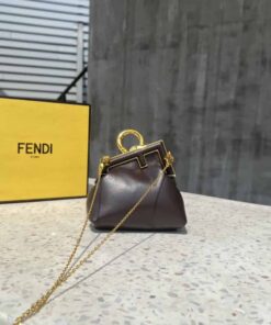 Fendi Nano First Charm Dark Grey Bag For Woman 10cm/4in