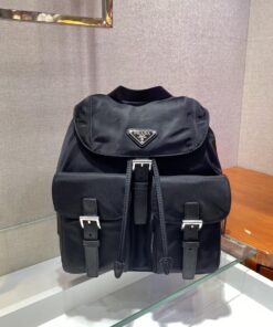 Prada Small Re-Nylon Backpack Black For Women, Women's Bags 11in/28cm 1BZ677_RV44_F0002_V_OOO