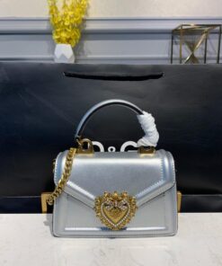 Dolce Gabbana Small Devotion Bag In Mordore Nappa Silver For Women 7.5in/19cm DG BB6711A101680998