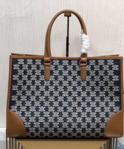 Celine Horizontal Cabas In Textile With Triomphe Embroidery Denim For Women 17in/43cm