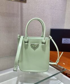 Prada Small Brushed Tote Green For Women, Women's Bags 6.9in/18cm
