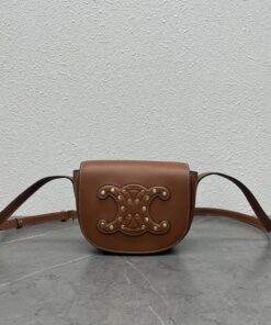 Celine Folco Cuir Triomphe With Studs Brown For Women 7in/19cm 198263DU9.04LU