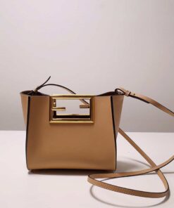 Fendi Way Beige Black Bag For Woman 20cm/8in