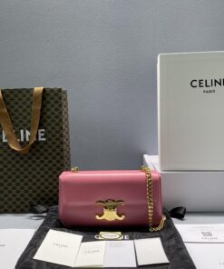Celine Chain Shoulder Bag Triomphe Pink For Women 8in/20.5cm