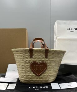 Celine Teen Triomphe Celine Classic Panier In Palm Leaves With Heart Patch Brown For Women 10in/25cm 194002DUI.04LU